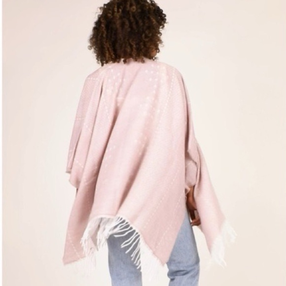 Gentle Fawn Pink Fringe Poncho Sweater - Picture 4 of 13